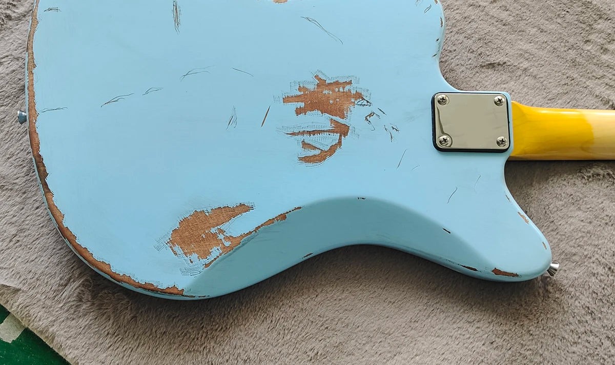 High Quality Sky Blue Relic Style 6 Strings Electric Guitar Rosewood Fretboard Chrome Hardwares Factory Customizable