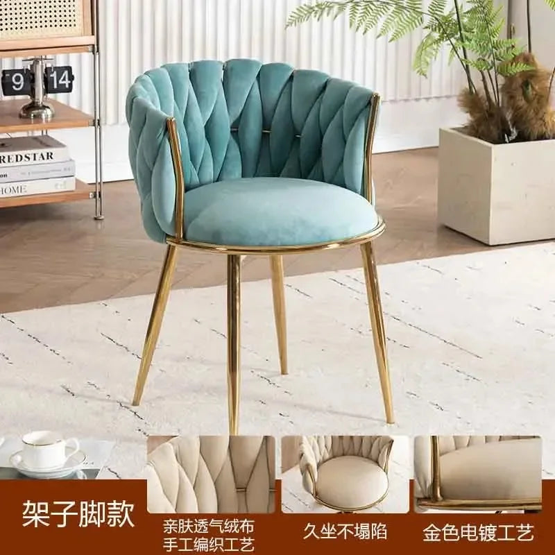 Italian Style Ladies Creative Bedroom Makeup Dressing Chair. Living Room Chair with Casters, Swivel, Backrest.