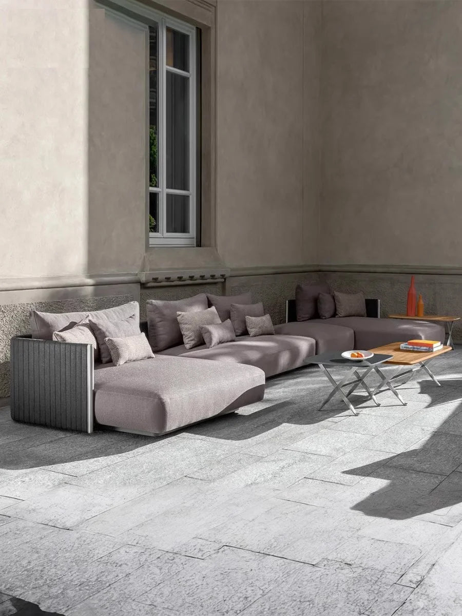 Outdoor Rattan Sofa. Villa Garden Rattan Chair, Terrace balcony. Aluminum Alloy, Waterproof Sunscreen Coffee Table.