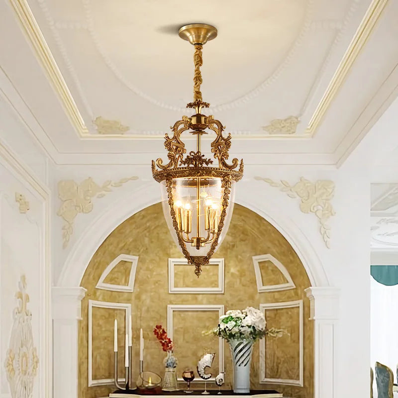 French Copper Porch Lamp Chandelier Indoor Hanging Lights Candle Led Lights