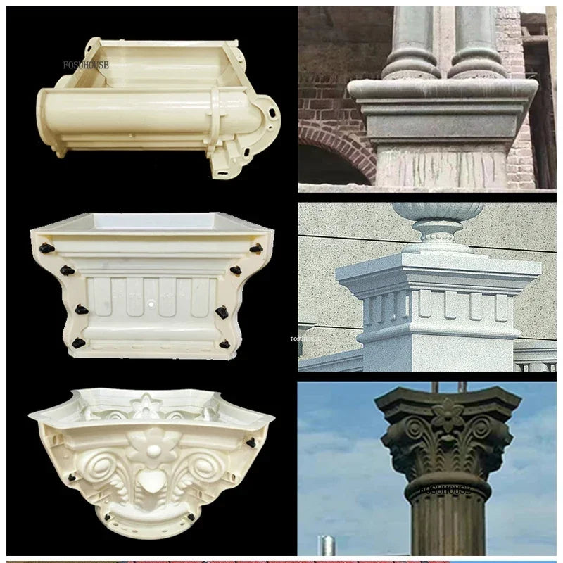 European Column Square Pier Column Head and Foot Mold for European Style Villa Gate Cast-in-place Cement Column Molds