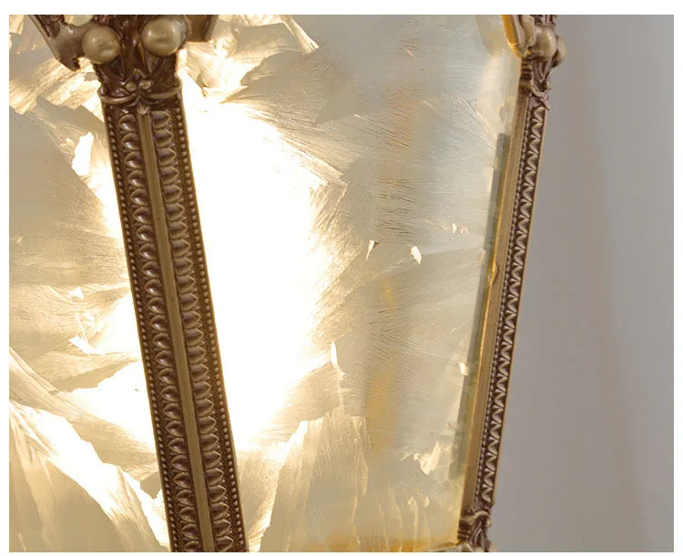 French-Style Retro Copper Ice Flower Glass Small Chandelier Bedside Balcony Porch Pendant Lighting Cloakroom Hanging Lamp