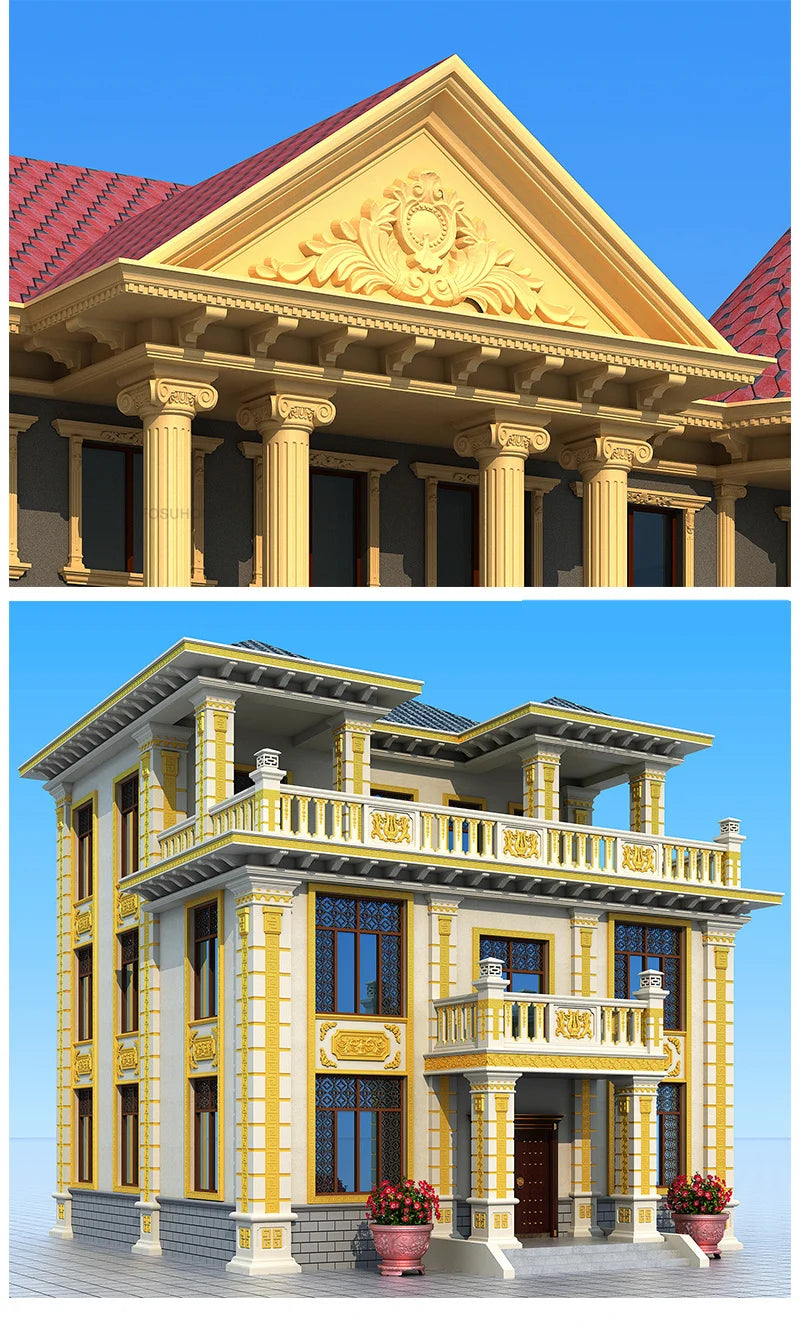 European Column Square Pier Column Head and Foot Mold for European Style Villa Gate Cast-in-place Cement Column Molds