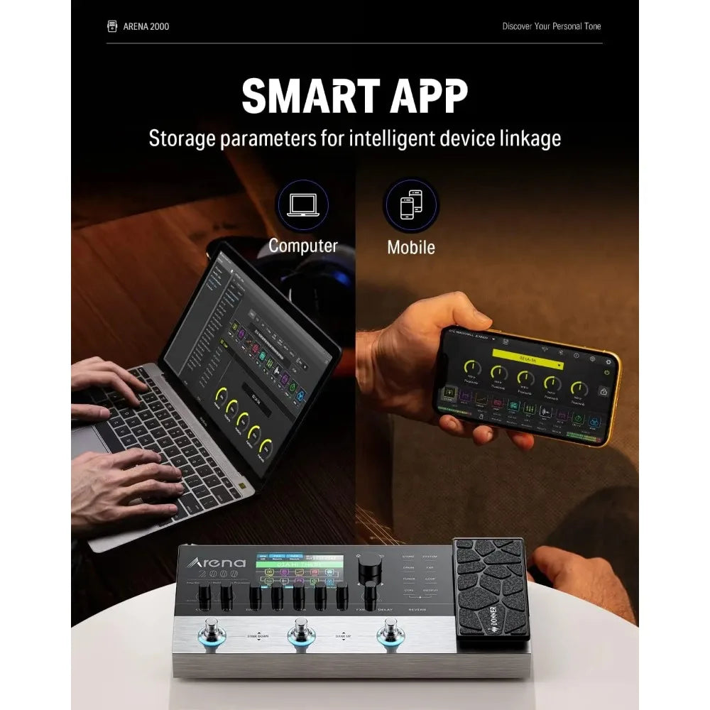 Donner Arena 2000 Multi-effect Pedal 278 Effects IR AMP Drum Looper MIDI In Effector with Softwear APP for Electric Guitar