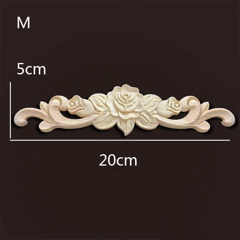Wood carving onlays rose appliques Decals for wood furniture Antique home decor Wood furniture decoration Wood flower crafting