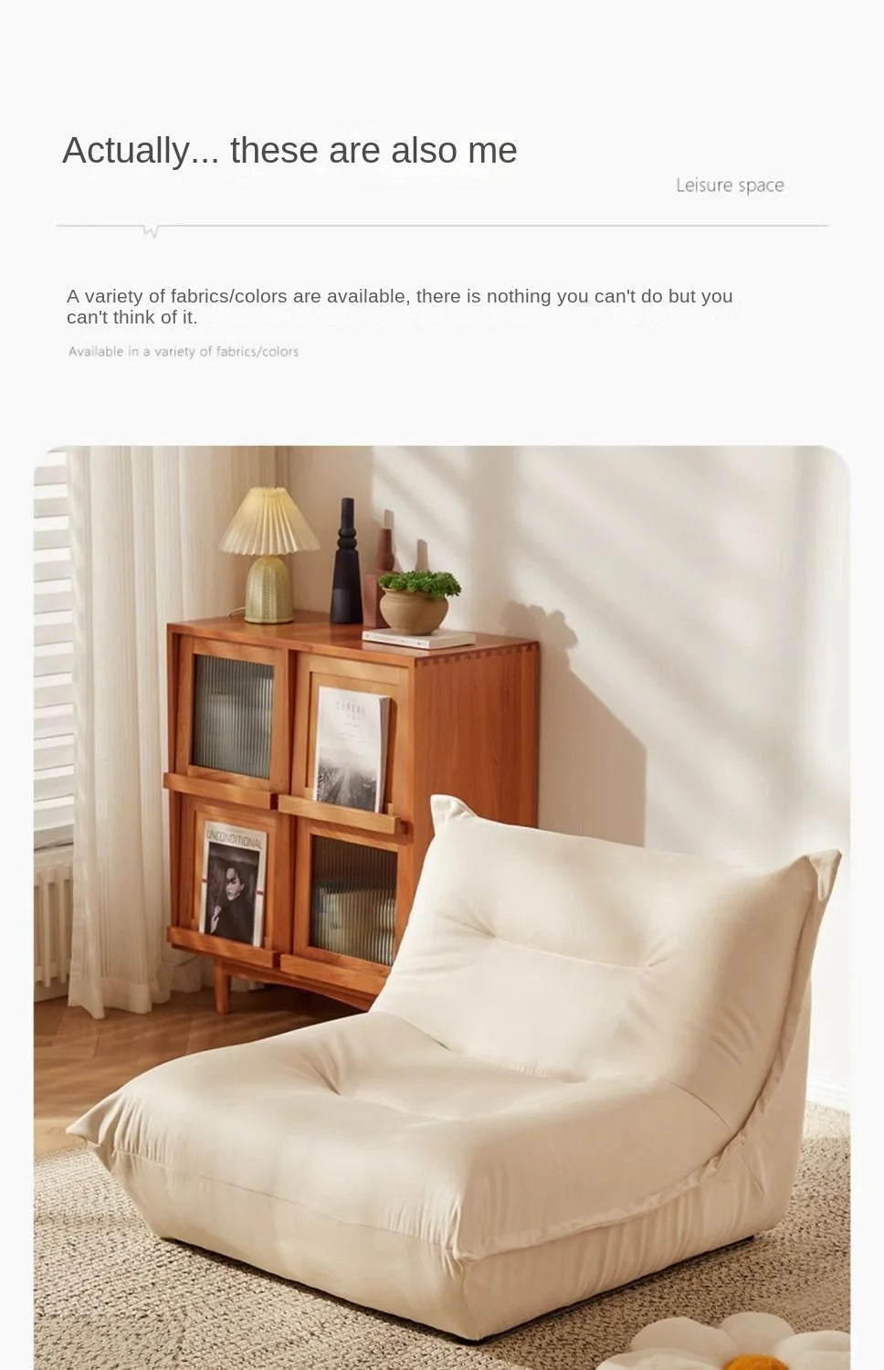 X&D Corduroy Material High Resilience Lazy Sofa Lie Sleep Small Room Balcony Leisure Lounge Chair Bedroom Single Relaxation Sofa