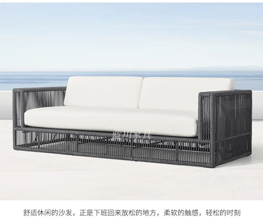 Outdoor Rattan sofa-Courtyard, Terrace Leisure rattan Villa, Hotel Garden Furniture Combination