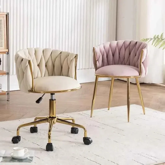 Italian Style Ladies Creative Bedroom Makeup Dressing Chair. Living Room Chair with Casters, Swivel, Backrest.