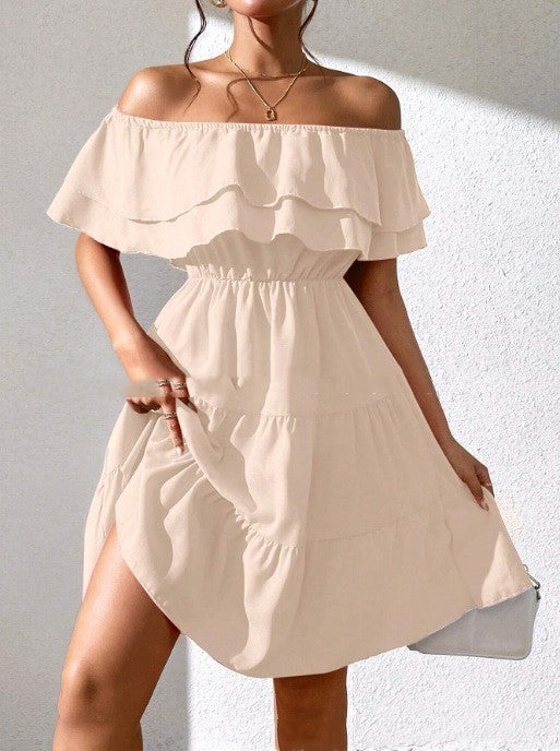 Solid Color Casual Mid-length Dress Spring And Summer All-match